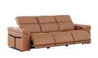 Two Piece Chestnut Italian Leather Five Person Seating Set