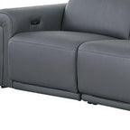 Two Piece Dark Gray Italian Leather Five Person Seating Set