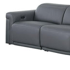 Two Piece Dark Gray Italian Leather Five Person Seating Set
