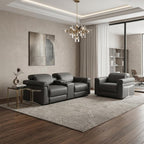Two Piece Dark Gray Italian Leather Five Person Seating Set