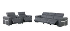Two Piece Dark Gray Italian Leather Five Person Seating Set