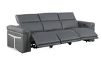 Two Piece Dark Gray Italian Leather Five Person Seating Set
