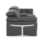 Two Piece Dark Gray Italian Leather Five Person Seating Set