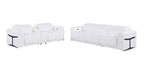 Two Piece White Italian Leather Five Person Seating Set
