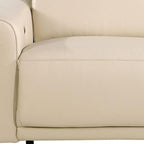 Two Piece Beige Italian Leather Five Person Seating Set