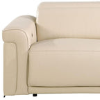 Two Piece Beige Italian Leather Five Person Seating Set