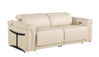 Two Piece Beige Italian Leather Five Person Seating Set
