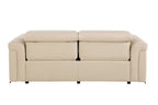 Two Piece Beige Italian Leather Five Person Seating Set