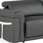 Two Piece Dark Gray Italian Leather Five Person Seating Set
