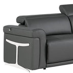 Two Piece Dark Gray Italian Leather Five Person Seating Set