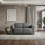 Two Piece Dark Gray Italian Leather Five Person Seating Set