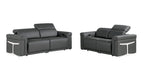 Two Piece Dark Gray Italian Leather Five Person Seating Set
