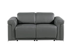 Two Piece Dark Gray Italian Leather Five Person Seating Set