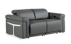 Two Piece Dark Gray Italian Leather Five Person Seating Set
