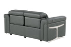 Two Piece Dark Gray Italian Leather Five Person Seating Set