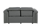 Two Piece Dark Gray Italian Leather Five Person Seating Set