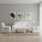 Two Piece White Italian Leather Five Person Seating Set