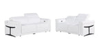 Two Piece White Italian Leather Five Person Seating Set