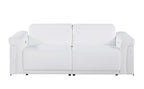 Two Piece White Italian Leather Five Person Seating Set