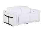 Two Piece White Italian Leather Five Person Seating Set