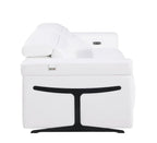 Two Piece White Italian Leather Five Person Seating Set