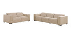 Two Piece Beige Genuine Leather Five Person Seating Set