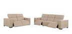 Two Piece Beige Genuine Leather Five Person Seating Set