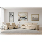 Two Piece Beige Genuine Leather Five Person Seating Set
