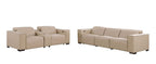 Two Piece Beige Genuine Leather Five Person Seating Set