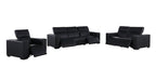 Two Piece Black Genuine Leather Five Person Seating Set