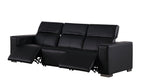 Two Piece Black Genuine Leather Five Person Seating Set