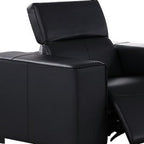 Two Piece Black Genuine Leather Five Person Seating Set