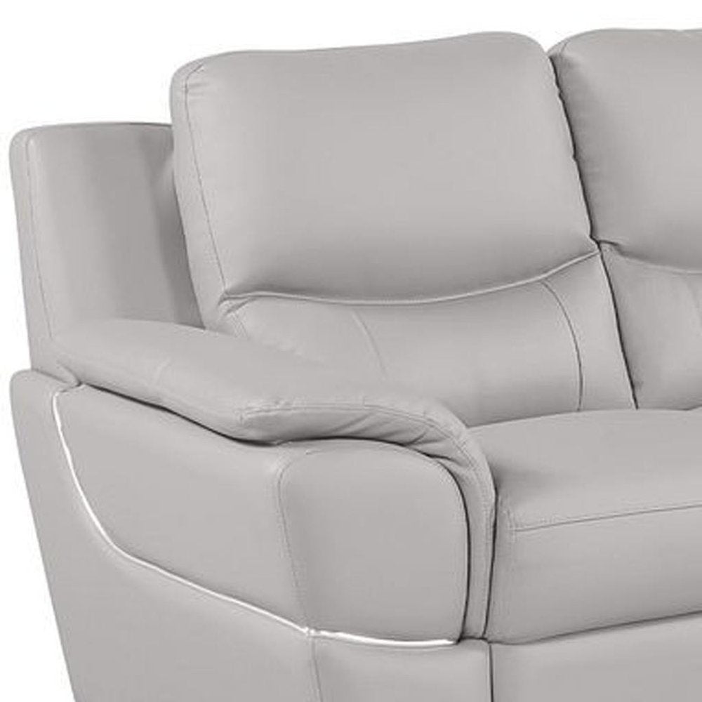 Two Piece Light Gray Leather Five Person Seating Set