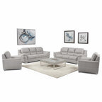 Two Piece Light Gray Leather Five Person Seating Set