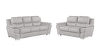 Two Piece Light Gray Leather Five Person Seating Set