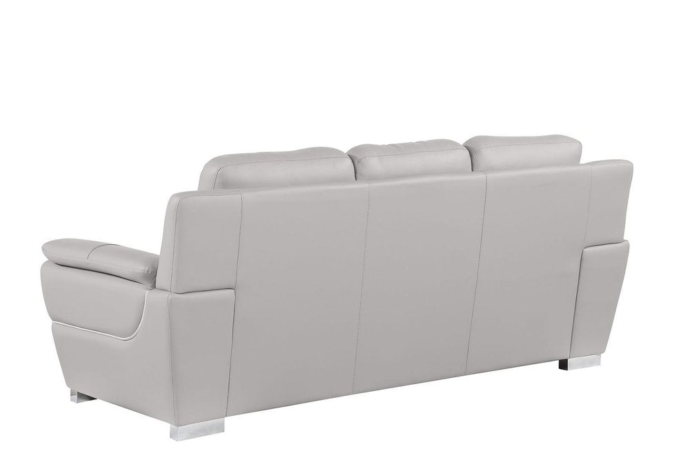 Two Piece Light Gray Leather Five Person Seating Set