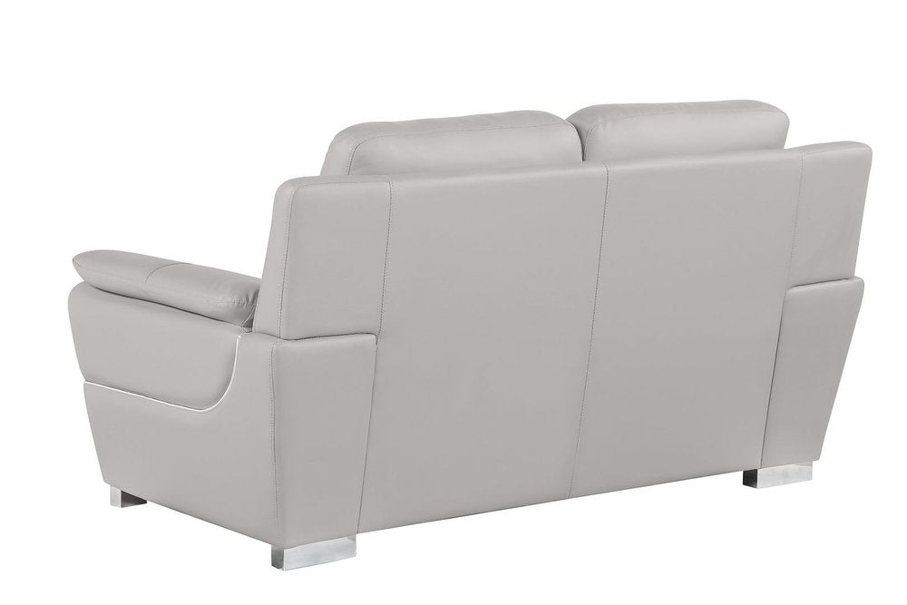 Two Piece Light Gray Leather Five Person Seating Set