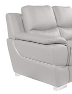 Two Piece Light Gray Leather Five Person Seating Set