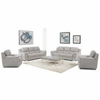 Three Piece Light Gray Leather Six Person Seating Set