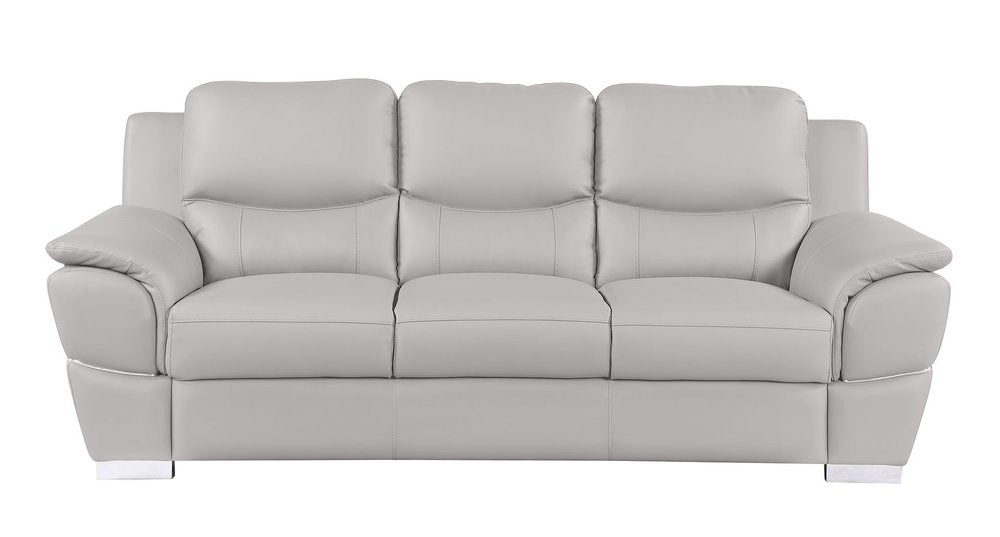 Three Piece Light Gray Leather Six Person Seating Set