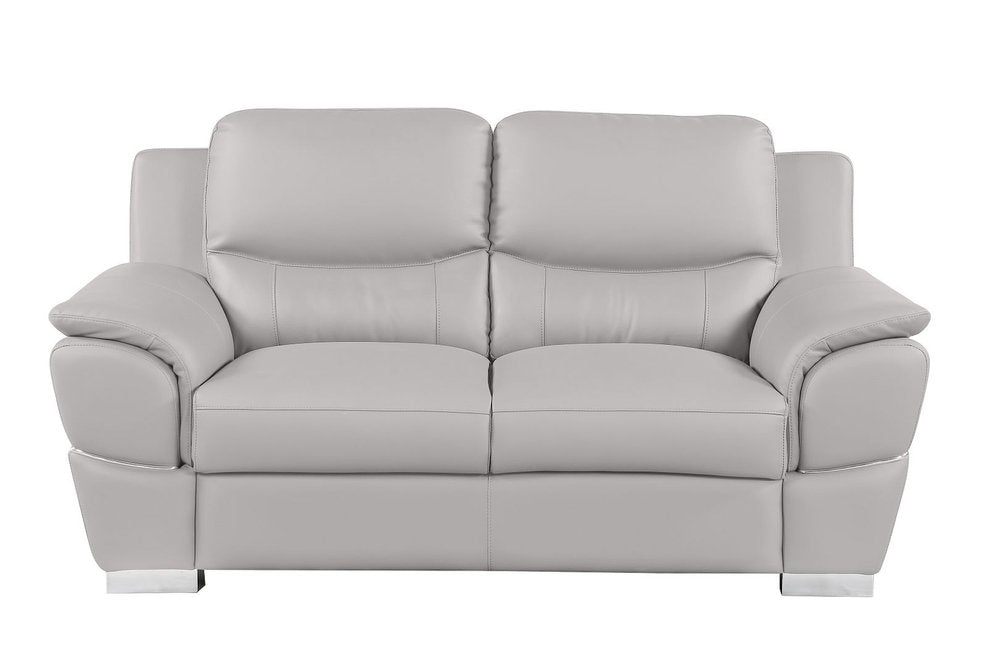 Three Piece Light Gray Leather Six Person Seating Set