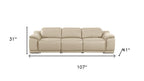 Three Piece Beige Genuine Leather Six Person Seating Set