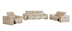 Three Piece Beige Genuine Leather Six Person Seating Set