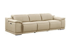 Three Piece Beige Genuine Leather Six Person Seating Set