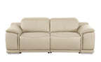 Three Piece Beige Genuine Leather Six Person Seating Set