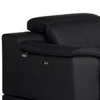 Three Piece Black Genuine Leather Six Person Seating Set