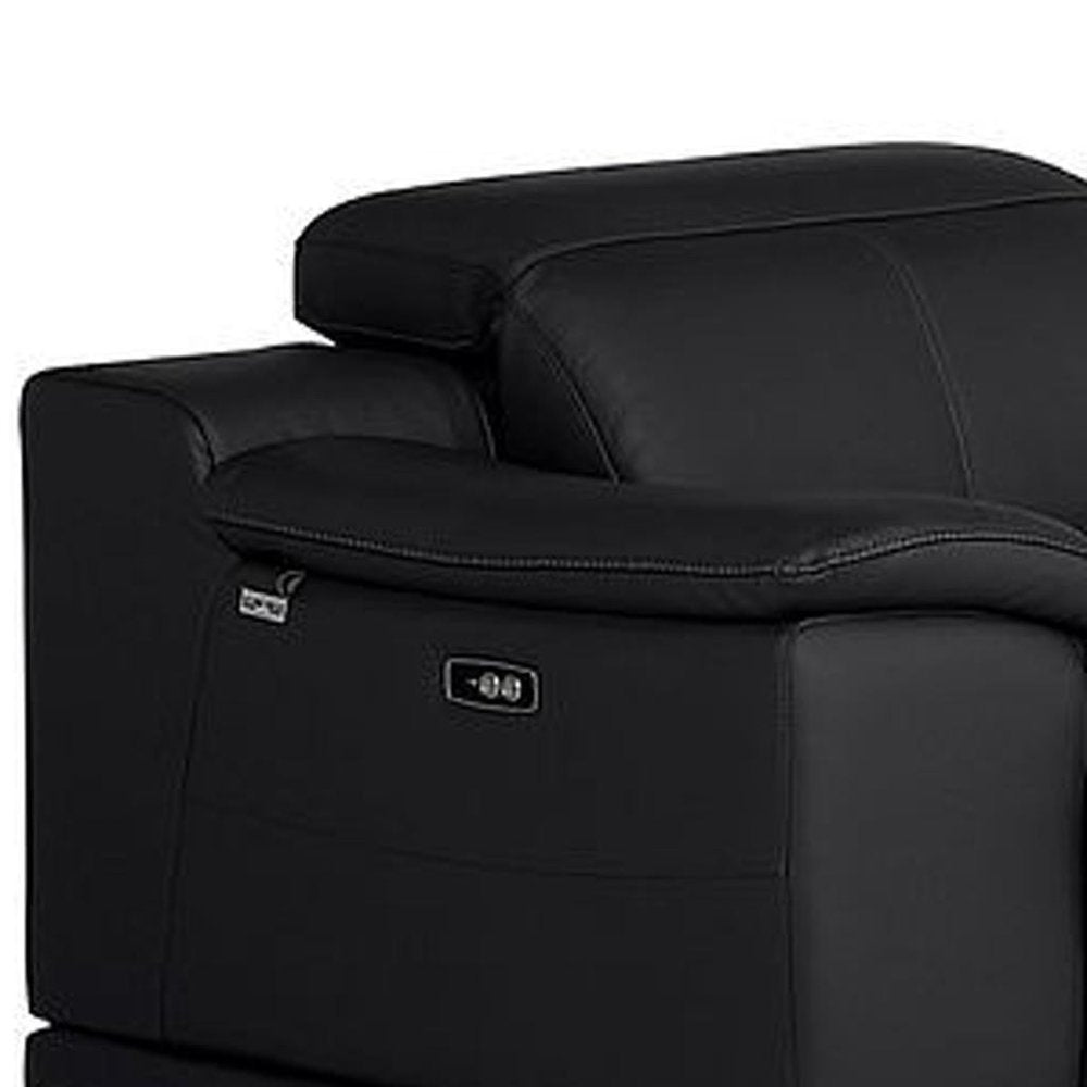 Three Piece Black Genuine Leather Six Person Seating Set