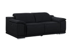 Three Piece Black Genuine Leather Six Person Seating Set
