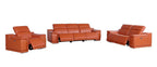 Three Piece Camel Genuine Leather Six Person Seating Set
