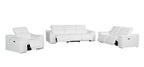 Three Piece White Genuine Leather Six Person Seating Set